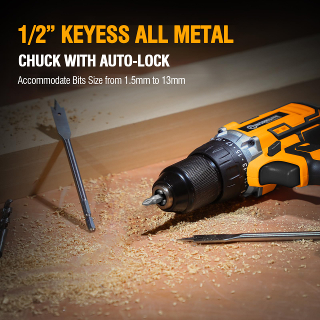 WORKSITE Cordless Drill Driver 1/2inch 20V Battery Power Handheld 23+1 Keyless Chuck Variable Speed Drills